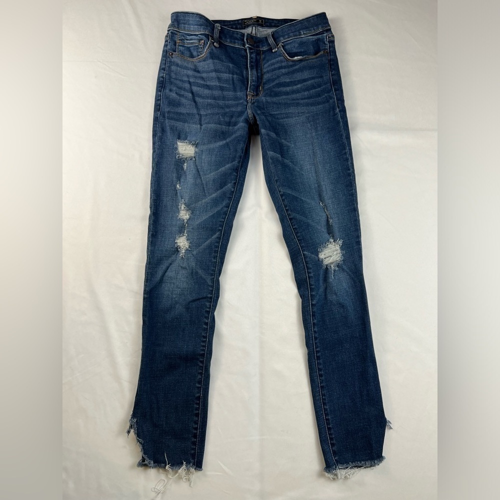 Abercrombie & Fitch Dark Blue Distressed Ankle Jeans